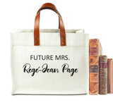 Future Mrs Personalized Canvas Tote Bag With Leather Straps | Personalized Bride's Tote Bag