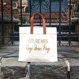 Future Mrs Personalized Canvas Tote Bag With Leather Straps | Personalized Bride's Tote Bag