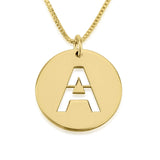 Cut Out 24K Gold Plated Personalized Initial Disc Necklace