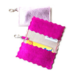 Metallic Leather Business Card Holder With Key Chain