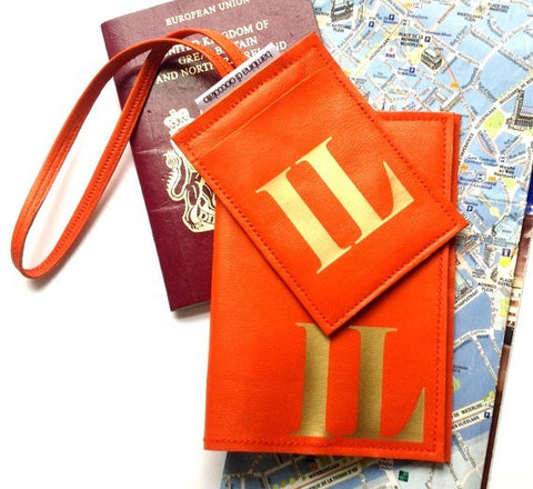 Personalised Leather Passport Cover & Luggage Tag Set - bambinadicioccolato
