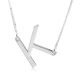 Sideways Initial Necklace Sterling Silver | 24K Gold  Plating or Rose Gold Script Name Necklace