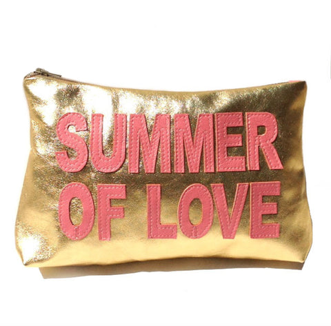 Summer of Love Personalised Hand Cut Leather Makeup & Wash Bag - bambinadicioccolato