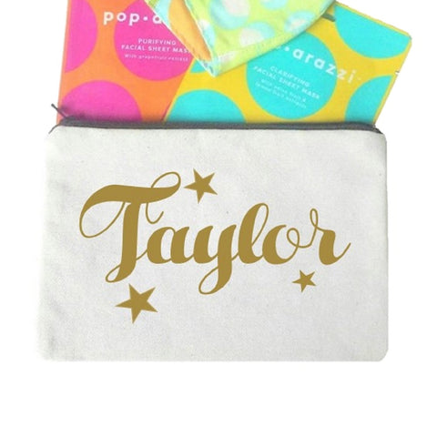 Taylor Personalised Name Canvas Makeup Bag | Pencil Case | Custom Name Pouch - bambinadicioccolato
