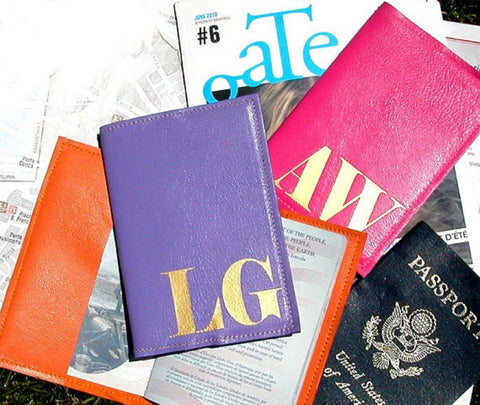 Mia Personalised Leather Passport Cover - Purple, Orange, Pink- bambinadicioccolato