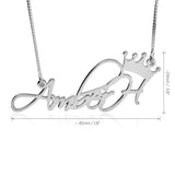 24K Gold  Plating or Rose Gold Script Name Necklace with Crown