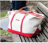Haley Personalized Canvas & Leather Trim Weekender  