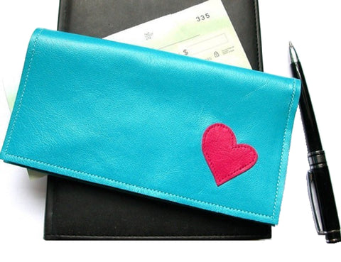 Heart Leather Checkbook Cover