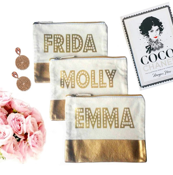 Bella Personalized Name Canvas Makeup Bag