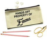 Hands Off Property Of Canvas Pouch | Personalized Canvas Makeup Bag