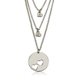 Layered Engraved Personalized Initial Silver Heart Necklace