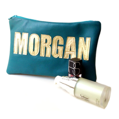 Personalized Hand Cut Leathr Pouch